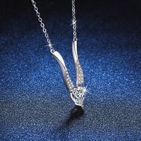 Elegant Glam Solid Color Sterling Silver Plating Inlay Zircon White Gold Plated Necklace Pendant main image 4