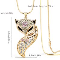 Simple Style Fox Alloy Copper Inlay Rhinestones Women's Long Necklace main image 2
