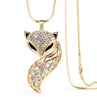 Simple Style Fox Alloy Copper Inlay Rhinestones Women's Long Necklace main image 4