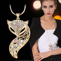 Simple Style Fox Alloy Copper Inlay Rhinestones Women's Long Necklace main image 1
