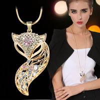 Simple Style Fox Alloy Copper Inlay Rhinestones Women's Long Necklace main image 6