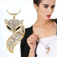 Simple Style Fox Alloy Copper Inlay Rhinestones Women's Long Necklace main image 3