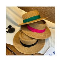Women's Vacation Beach Solid Color Flat Eaves Straw Hat main image 1