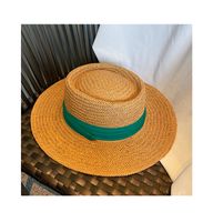Women's Vacation Beach Solid Color Flat Eaves Straw Hat main image 5