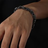 Retro Exaggerated Cool Style Geometric Titanium Steel Layered Bracelets main image 9