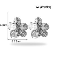 1 Pair Vintage Style French Style Simple Style Flower Stainless Steel Zircon 18k Gold Plated Ear Studs main image 5