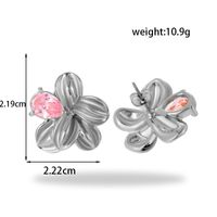 1 Pair Vintage Style French Style Simple Style Flower Stainless Steel Zircon 18k Gold Plated Ear Studs main image 3
