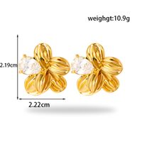 1 Pair Vintage Style French Style Simple Style Flower Stainless Steel Zircon 18k Gold Plated Ear Studs main image 4