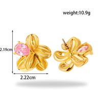 1 Pair Vintage Style French Style Simple Style Flower Stainless Steel Zircon 18k Gold Plated Ear Studs main image 2
