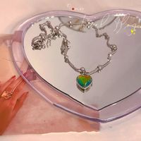 Fashion Heart Shape Alloy Pearl Plating Inlay Artificial Gemstones Women's Pendant Necklace 1 Piece sku image 6