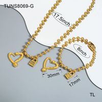 Rostfreier Stahl Lässig Einfacher Stil Klassischer Stil Überzug Herzform Armbänder Halskette main image 6