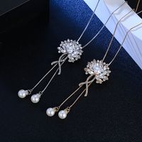 Simple Style Solid Color Alloy Copper Inlay Rhinestones Women's Long Necklace main image 1