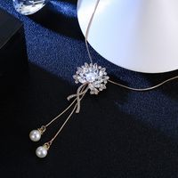 Simple Style Solid Color Alloy Copper Inlay Rhinestones Women's Long Necklace main image 5