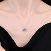 Elegant Luxurious Sweet Round Sterling Silver Inlay Zircon White Gold Plated Necklace Pendant main image 4