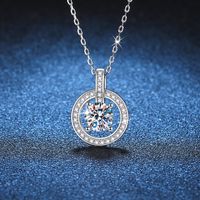 Elegant Luxurious Sweet Round Sterling Silver Inlay Zircon White Gold Plated Necklace Pendant main image 1