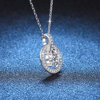 Elegant Luxurious Sweet Round Sterling Silver Inlay Zircon White Gold Plated Necklace Pendant main image 2