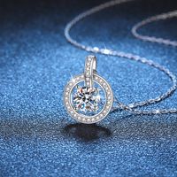 Elegant Luxurious Sweet Round Sterling Silver Inlay Zircon White Gold Plated Necklace Pendant main image 3