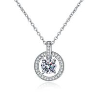 Elegant Luxurious Sweet Round Sterling Silver Inlay Zircon White Gold Plated Necklace Pendant main image 5