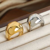 Casual Simple Style Commute Solid Color Titanium Steel Plating 18k Gold Plated Open Rings main image 5