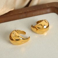 Casual Simple Style Commute Solid Color Titanium Steel Plating 18k Gold Plated Open Rings main image 6