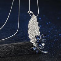 Simple Style Classic Style Leaves Alloy Copper Inlay Rhinestones Women's Long Necklace main image 3