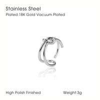 304 Stainless Steel 18K Gold Plated Casual Simple Style Plating Knot Titanium Steel Open Ring main image 7