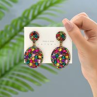 1 Pair Elegant Retro Round Oval Plating Inlay Zinc Alloy Rhinestones Drop Earrings main image 7