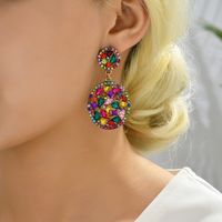 1 Pair Elegant Retro Round Oval Plating Inlay Zinc Alloy Rhinestones Drop Earrings main image 6