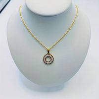 Stainless Steel Gold Plated Lady Plating Inlay Circle Rhinestones Pendant Necklace main image 4