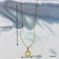 Stainless Steel Gold Plated Lady Plating Inlay Circle Rhinestones Pendant Necklace main image 2