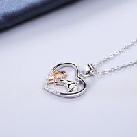 Lady Heart Shape Sterling Silver Plating Inlay Zircon White Gold Plated Pendant Necklace main image 4