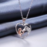 Lady Heart Shape Sterling Silver Plating Inlay Zircon White Gold Plated Pendant Necklace main image 1