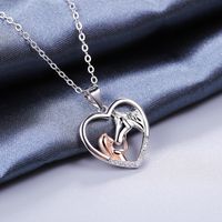 Lady Heart Shape Sterling Silver Plating Inlay Zircon White Gold Plated Pendant Necklace main image 3