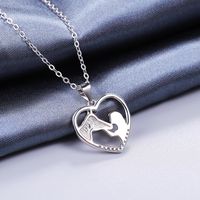 Lady Heart Shape Sterling Silver Plating Inlay Zircon White Gold Plated Pendant Necklace main image 5