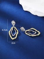 1 Pair Original Design Simple Style Geometric Plating Inlay Copper Zircon 18k Gold Plated White Gold Plated Drop Earrings main image 4