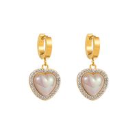 1 Pair Elegant Heart Shape Eye Inlay 316 Stainless Steel  Rhinestones 14K Gold Plated Drop Earrings main image 9