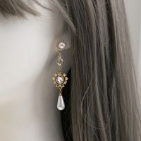 1 Pair Ig Style Sweet Heart Shape Plating Inlay Metal Artificial Pearls Zircon Drop Earrings main image 4