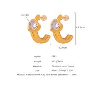 1 Pair Casual Elegant Simple Style C Shape Heart Shape Lines Plating Inlay Titanium Steel Zircon 18k Gold Plated Ear Studs main image 2