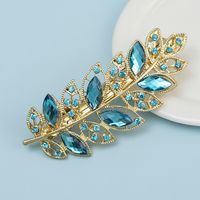 Women's Glam Shiny Leaves Alloy Plating Inlay Rhinestones Hair Clip main image 3