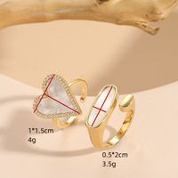 Elegant Luxurious Classic Style Heart Shape Copper Plating Inlay Shell Zircon 14k Gold Plated Open Ring main image 3