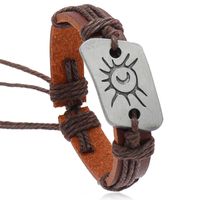 Fabrik Direkt Vertrieb Rindsleder Armband Yiwu Schmuck Legierung Sonnenblumen Schnur Gewebtes Retro-leder Armband sku image 6