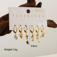 1 Set Yakemiyou Geometric Plating Inlay Copper Zircon 14k Gold Plated Drop Earrings main image 2