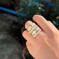 Simple Style Round Copper Plating Inlay Zircon 14k Gold Plated Rhodium Plated Rings main image 7