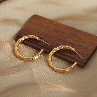 1 Pair Casual Ethnic Style Simple Style Bamboo Solid Color Plating Titanium Steel 18k Gold Plated Earrings main image 3