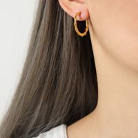 1 Pair Casual Ethnic Style Simple Style Bamboo Solid Color Plating Titanium Steel 18k Gold Plated Earrings sku image 1