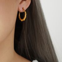 1 Pair Casual Ethnic Style Simple Style Bamboo Solid Color Plating Titanium Steel 18k Gold Plated Earrings sku image 3