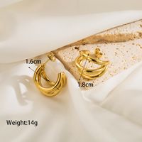 1 Pair Simple Style Classic Style C Shape Plating Stainless Steel 14k Gold Plated Ear Studs main image 5