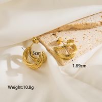 1 Pair Simple Style Classic Style C Shape Plating Stainless Steel 14k Gold Plated Ear Studs main image 4