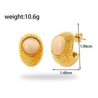 1 Pair Vintage Style C Shape Plating Inlay Stainless Steel Zircon 18k Gold Plated Ear Studs main image 2