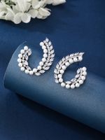 1 Pair Elegant Simple Style Solid Color Plating Inlay Copper Artificial Pearls Zircon White Gold Plated Ear Studs main image 2